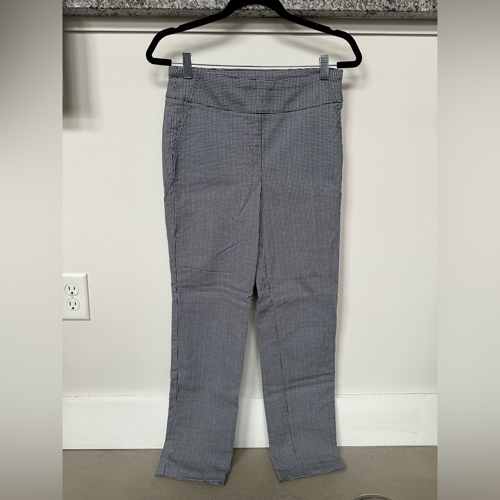 Hilary Radley Black and White Gingham Ankle Crop Pants